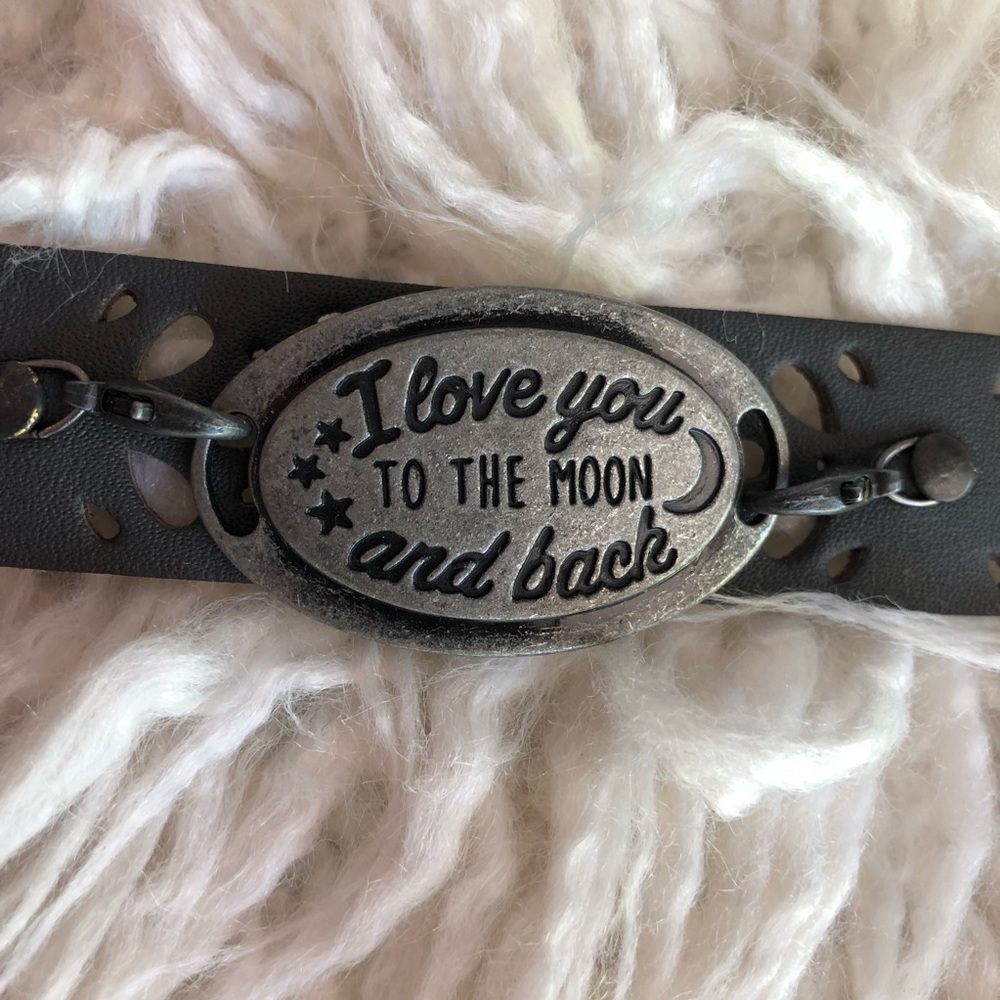 Thin Brown Leather Cuff Bracelet Love You To Moon